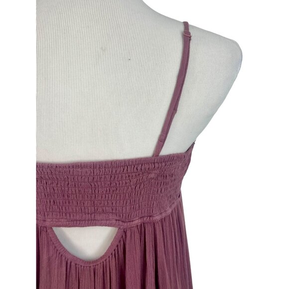 RARE NWT Free People Mauve Crinkly Crepe Embroidered Babydoll Mini Slip Dress - Picture 11 of 16